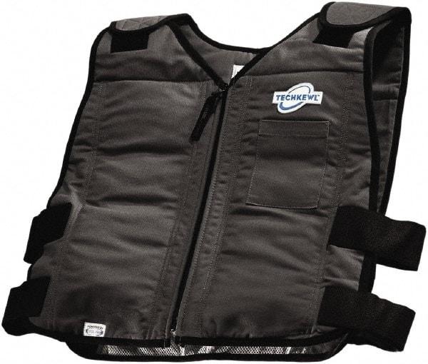 Techniche - Size L/XL, Black Cooling Vest - Zipper Front, Cotton - USA Tool & Supply