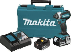 Makita - 18 Volt, 1/2" Drive, 20 Ft/Lb Torque, Cordless Impact Driver - Pistol Grip Handle, 3600 RPM, 2 Lithium-Ion Batteries Included - USA Tool & Supply