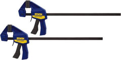 Irwin - 6" Capacity, 2-7/16" Throat Depth Carbon Steel Bar Clamp - 140 Lb Clamping Pressure, 13" OAL - USA Tool & Supply