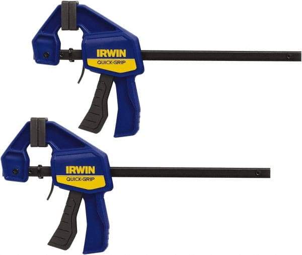 Irwin - 6" Capacity, 2-7/16" Throat Depth Carbon Steel Bar Clamp - 140 Lb Clamping Pressure, 13" OAL - USA Tool & Supply