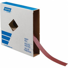 Norton - 1-1/2" x 50 Yd 60 Grit Aluminum Oxide Shop Roll - J Weighted Backing - USA Tool & Supply
