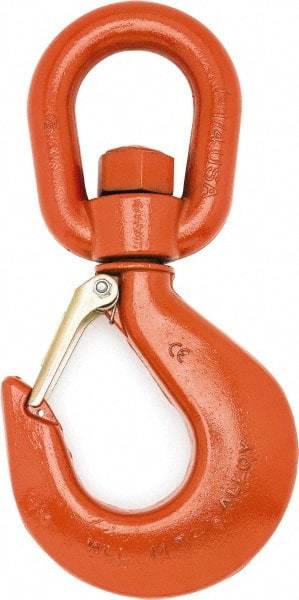 Campbell - #5 Hook, 3 Ton Capacity, Alloy Steel Swivel Hoist Hook - 8-1/4" Long x 4-1/8" Wide - USA Tool & Supply