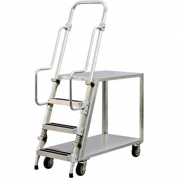 New Age Industrial - 69-1/2" High 800 Lb Capacity 3 Step Stock-Picking Ladder - USA Tool & Supply