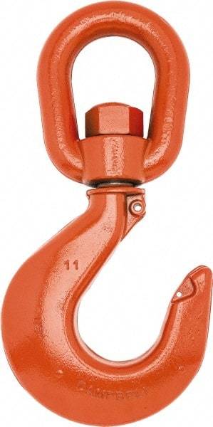 Campbell - #5 Hook, 3 Ton Capacity, Alloy Steel Swivel Hoist Hook - 8-1/4" Long x 4-1/8" Wide - USA Tool & Supply