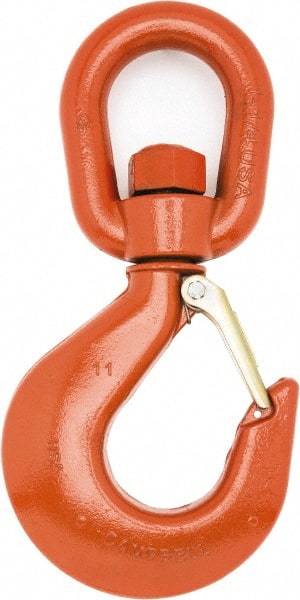 Campbell - #9 Hook, 7 Ton Capacity, Alloy Steel Swivel Hoist Hook - 12-21/32" Long x 6-3/16" Wide - USA Tool & Supply