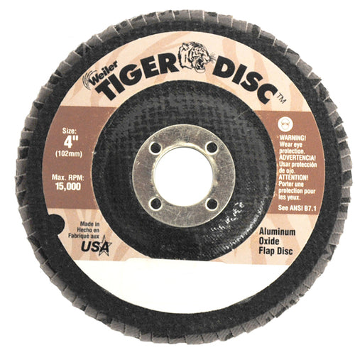 ‎4-1/2″ Tiger Disc Abrasive Flap Disc, Flat, Phenolic Backing, 40AO, 7/8″ Arbor Hole - USA Tool & Supply