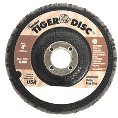 ‎4-1/2″ Tiger Disc Abrasive Flap Disc, Flat, Phenolic Backing, 80AO, 5/8″-11 UNC Nut - USA Tool & Supply