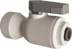 Parker - 1/4" Pipe, Full Port, Polypropylene Valve Female Connector Ball Valve - Bi-Directional, Push-to-Connect x FNPT Ends, Wedge Handle, 150 WOG - USA Tool & Supply