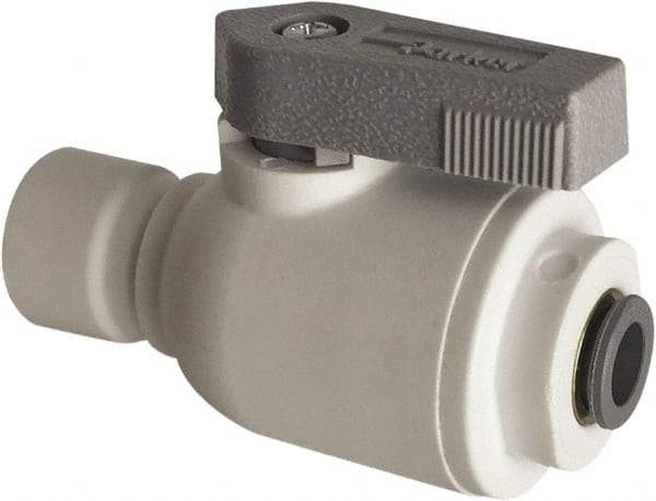 Parker - 3/8" Pipe, Full Port, Polypropylene Valve Union Connector Ball Valve - Bi-Directional, Push-to-Connect x Push-to-Connect Ends, Wedge Handle, 150 WOG - USA Tool & Supply