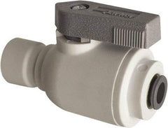 Parker - 3/8" Pipe, Full Port, Polypropylene Valve Union Connector Ball Valve - Bi-Directional, Push-to-Connect x Push-to-Connect Ends, Wedge Handle, 150 WOG - USA Tool & Supply