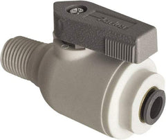 Parker - 1/8" Pipe, Full Port, Polypropylene Valve Male Connector Ball Valve - Bi-Directional, MNPT x Push-to-Connect Ends, Wedge Handle, 150 WOG - USA Tool & Supply
