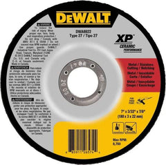DeWALT - 24 Grit, 7" Wheel Diam, 7/8" Arbor Hole, Type 27 Depressed Center Wheel - Coarse/Medium Grade, Ceramic, N Hardness, 8,700 Max RPM - USA Tool & Supply