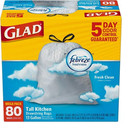 Glad - Pack of (80) 13 Gal 0.95 mil Household/Office Trash Bags - USA Tool & Supply