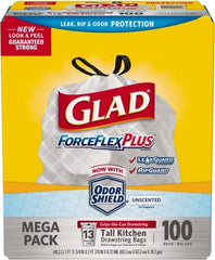 Glad - Pack of (100) 13 Gal 0.9 mil Household/Office Trash Bags - USA Tool & Supply