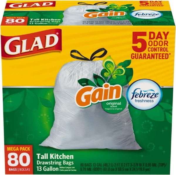 Glad - Pack of (3) 80-Count 13 Gal 0.95 mil Household/Office Trash Bags - USA Tool & Supply