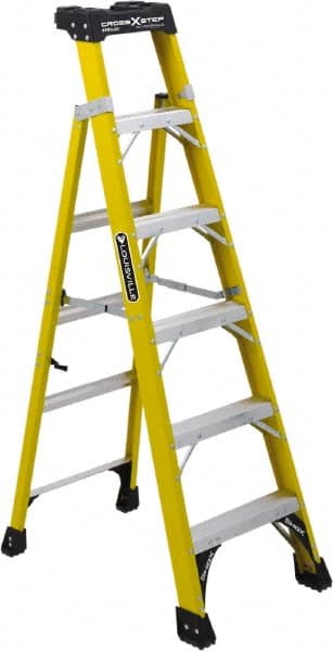 Louisville - 11 Steps, 12' High, Type IAA Rating, Fiberglass Step Ladder - USA Tool & Supply