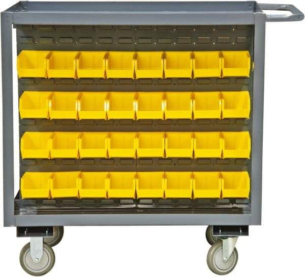 Durham - 1,200 Lb Capacity, 24" Wide x 36" Long x 36-1/8" High Service Cart - 2 Shelf, Steel, 2 Rigid/2 Swivel Casters - USA Tool & Supply