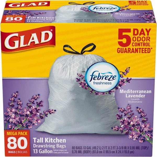 Glad - Pack of (80) 13 Gal 0.95 mil Household/Office Trash Bags - USA Tool & Supply