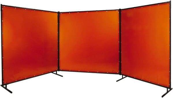 Steiner - 6' Wide x 8' High, 40mm Thickness, Transparent Vinyl Portable Welding Screen - Orange - USA Tool & Supply