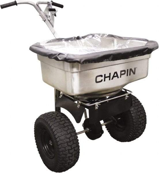 Chapin - 100 Lb Stainless Steel Walk Behind Broadcast Landscape Spreader - 14" Pneumatic Wheels - USA Tool & Supply