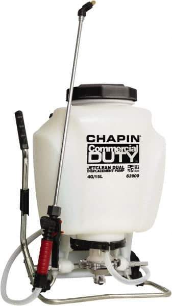 Chapin - 4 Gal Chemical Safe Garden Backpack Sprayer - Use with Cleaners/Degreasers, Polyethylene Tank, Wide Mouth, Reinforced Hose - USA Tool & Supply