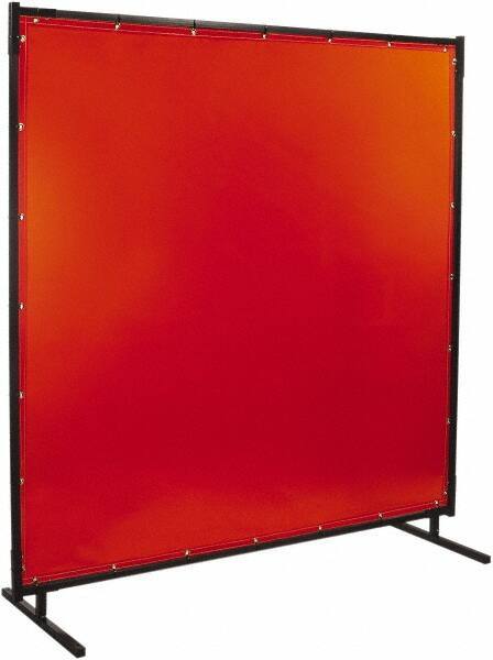 Steiner - 8' Wide x 8' High, 40mm Thickness, Transparent Vinyl Portable Welding Screen - Orange - USA Tool & Supply