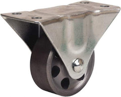 Hamilton - 2-1/2" Diam x 1" Wide x 3-1/4" OAH Top Plate Mount Rigid Caster - Cast Iron, 200 Lb Capacity, Plain Bore Bearing, 2-1/4 x 4-1/2" Plate - USA Tool & Supply