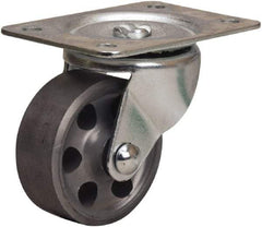 Hamilton - 2-1/2" Diam x 1" Wide x 3-1/4" OAH Top Plate Mount Swivel Caster - Cast Iron, 200 Lb Capacity, Plain Bore Bearing, 2-1/4 x 4-1/2" Plate - USA Tool & Supply