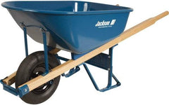 Jackson Professional Tools - 6 Cu Ft Capacity Wheelbarrow with 16" Pneumatic Wheel - Wood Handle, 58-3/4" Long x 25-1/2" Wide x 27" High, Blue - USA Tool & Supply