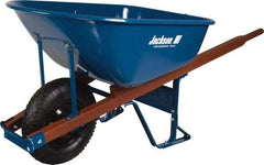 Jackson Professional Tools - 6 Cu Ft Capacity Wheelbarrow with 16" Pneumatic Wheel - Wood Handle, 58-3/4" Long x 25-1/2" Wide x 27" High, Blue - USA Tool & Supply