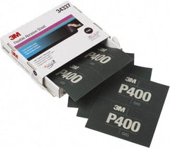 3M - 400 Grit, Aluminum Oxide TriangleSanding Sheet - 6-13/16" Long x 5-1/2" Wide, Extra Fine Grade, Weighted Paper Backing - USA Tool & Supply