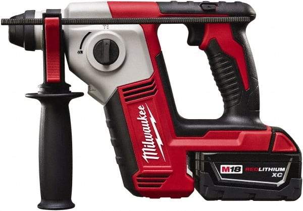 Milwaukee Tool - 18 Volt SDS Plus Chuck Cordless Rotary Hammer - 0 to 7,000 BPM, 0 to 1,300 RPM, Reversible - USA Tool & Supply