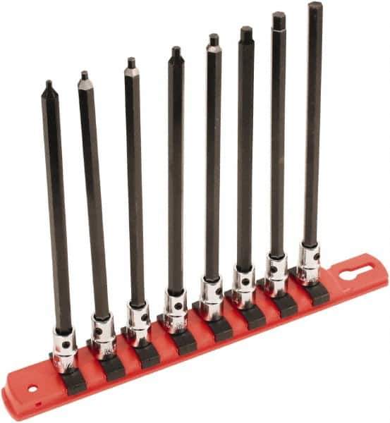 Wiha - 8 Piece 1/4" Drive Inch Hex Bit Socket Set - 3/32 to 1/4" Hex - USA Tool & Supply