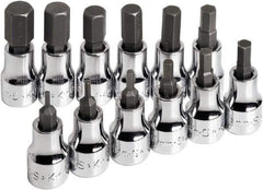 SK - 12 Piece 3/8" Drive Metric Hex Bit Socket Set - 2 to 12mm Hex - USA Tool & Supply