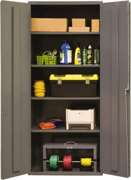 Durham - 4 Shelf Locking Storage Cabinet - Steel, 36" Wide x 18" Deep x 84" High, Gray - USA Tool & Supply