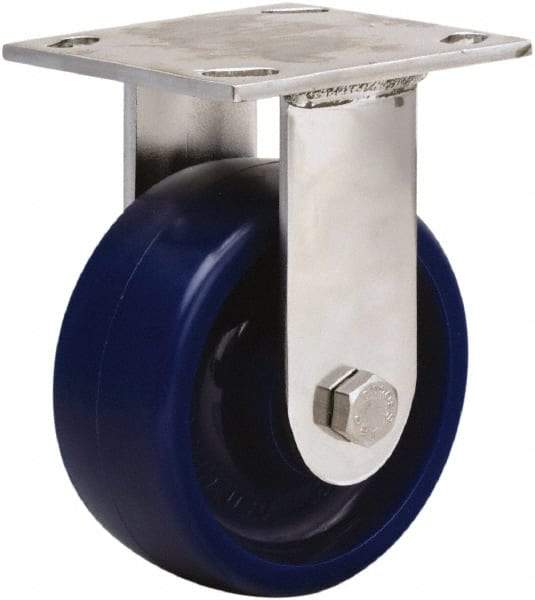 Hamilton - 5" Diam x 2" Wide x 6-1/2" OAH Top Plate Mount Rigid Caster - Polyurethane, 800 Lb Capacity, Delrin Bearing, 3-3/4 x 4-1/2" Plate - USA Tool & Supply