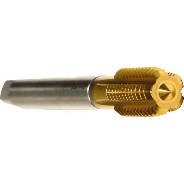 Emuge - M16x1.50 Metric Fine 6HX Modified Bottoming Thread Forming Tap - Cobalt, TiN Finish, 100mm OAL, 22mm Thread Length, Right Hand Thread, Series Druck - USA Tool & Supply