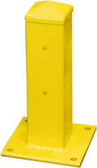 Hallowell - 18" High, Yellow Steel Post Protector - 7" Wide x 7" Long Mounting Plate, 13 Lb - USA Tool & Supply