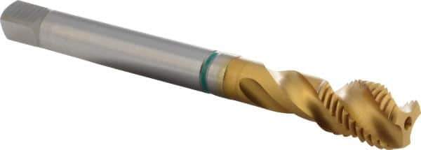 Guhring - M10x1.50 Metric, 3 Flute, 40° Helix, Modified Bottoming Chamfer, TiN Finish, Cobalt Spiral Flute STI Tap - Right Hand Flute, 110mm OAL, 6H (mod) Class of Fit, Series 1011 - Exact Industrial Supply