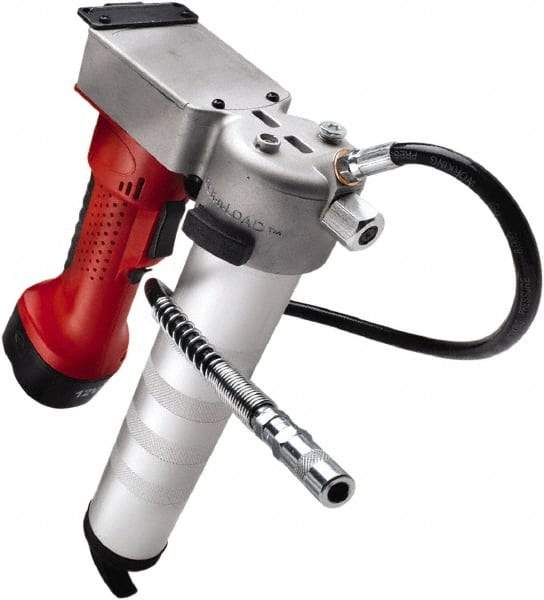 Legacy - 6,000 Max psi, Flexible Battery-Operated Grease Gun - 14 oz Capacity, 1/8 Thread Outlet, Bulk, Filler Pump & Cartridge Fill - USA Tool & Supply