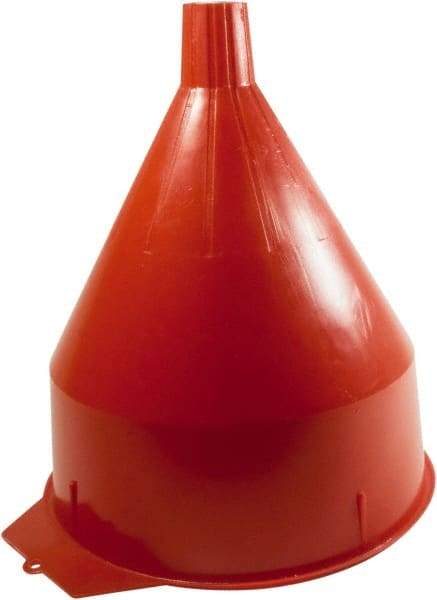 Funnel King - 6 Qt Capacity Polyethylene Funnel - 8-1/4" Mouth OD, 1-5/16" Tip OD, 1-5/8" Straight Spout, Red - USA Tool & Supply