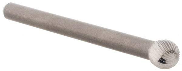 M.A. Ford - 3/16" Cut Diam, 1/8" Shank Diam, Ball Head Double Cut Burr - Carbide, Radius End, 5/32" LOC, 1-1/2" OAL - USA Tool & Supply