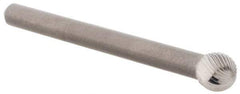 M.A. Ford - 3/16" Cut Diam, 1/8" Shank Diam, Ball Head Double Cut Burr - Carbide, Radius End, 5/32" LOC, 1-1/2" OAL - USA Tool & Supply