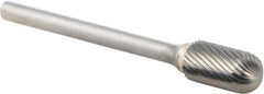 M.A. Ford - 1/4" Cut Diam, 1/8" Shank Diam, Cylinder with Radius Head Double Cut Burr - Carbide, Radius End, 1/2" LOC, 2" OAL - USA Tool & Supply