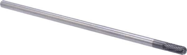 M.A. Ford - 1/4" Cut Diam, 1/4" Shank Diam, Cylinder with Radius Head Double Cut Burr - Carbide, Radius End, 5/8" LOC, 6-5/8" OAL - USA Tool & Supply