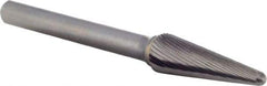 M.A. Ford - 3/8" Cut Diam, 1/4" Shank Diam, Taper Head Double Cut Burr - Carbide, Radius End, 1-1/8" LOC, 3-3/16" OAL - USA Tool & Supply