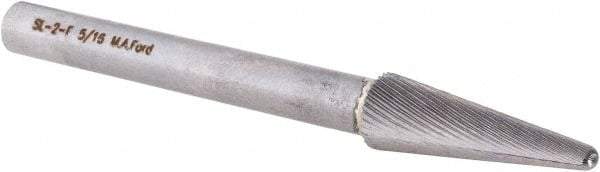 M.A. Ford - 5/16" Cut Diam, 1/4" Shank Diam, Taper Head Double Cut Burr - Carbide, Radius End, 15/16" LOC, 3" OAL - USA Tool & Supply