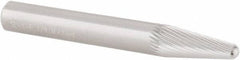 M.A. Ford - 1/4" Cut Diam, 1/4" Shank Diam, Taper Head Double Cut Burr - Carbide, Radius End, 5/8" LOC, 2" OAL - USA Tool & Supply
