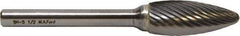 M.A. Ford - 3/4" Cut Diam, 1/4" Shank Diam, Flame Head Double Cut Burr - Carbide, Radius End, 1-5/8" LOC, 3-5/8" OAL - USA Tool & Supply