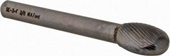 M.A. Ford - 3/8" Cut Diam, 1/4" Shank Diam, Oval Head Double Cut Burr - Carbide, Radius End, 5/8" LOC, 2-5/8" OAL - USA Tool & Supply